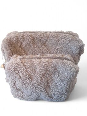 Universal Thread Beige Fa Teddy Travel Pouches - Set of 2